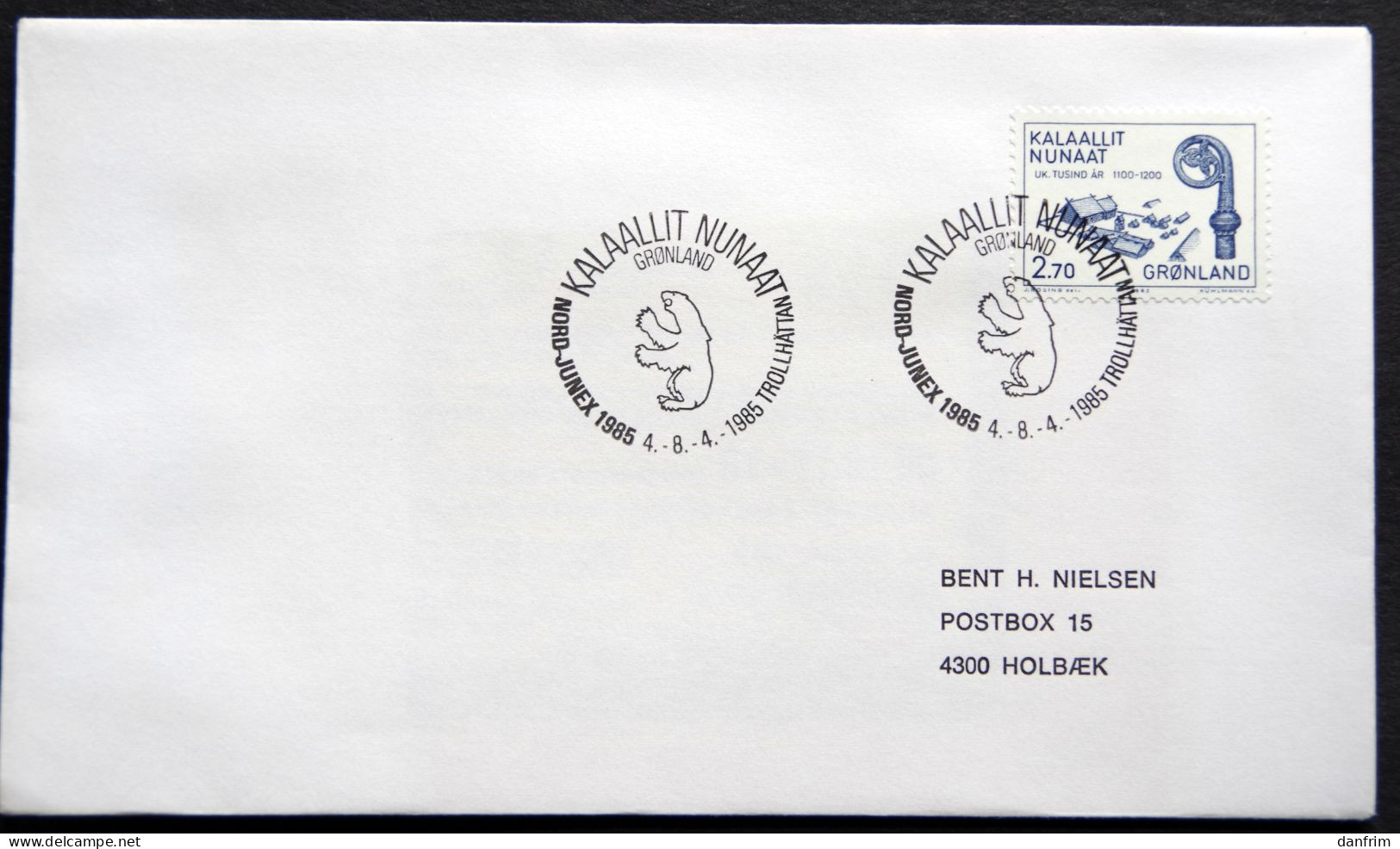 Greenland 1985 SPECIAL POSTMARKS. NORD-JUNEX 1985 4-8-4 1985 TROLLHÅTTAN ( Lot 915) - Lettres & Documents