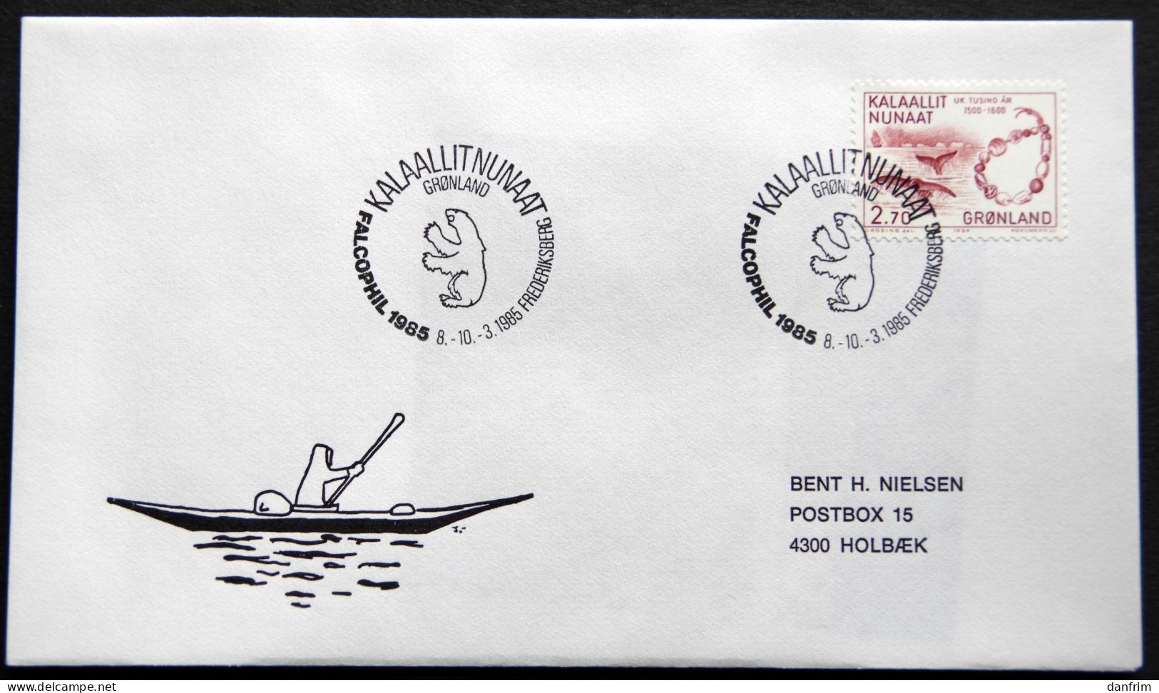 Greenland 1985 SPECIAL POSTMARKS. FALCOPHIL 1985. 8-10-3- FREDERIKSBERG  ( Lot 915) - Briefe U. Dokumente