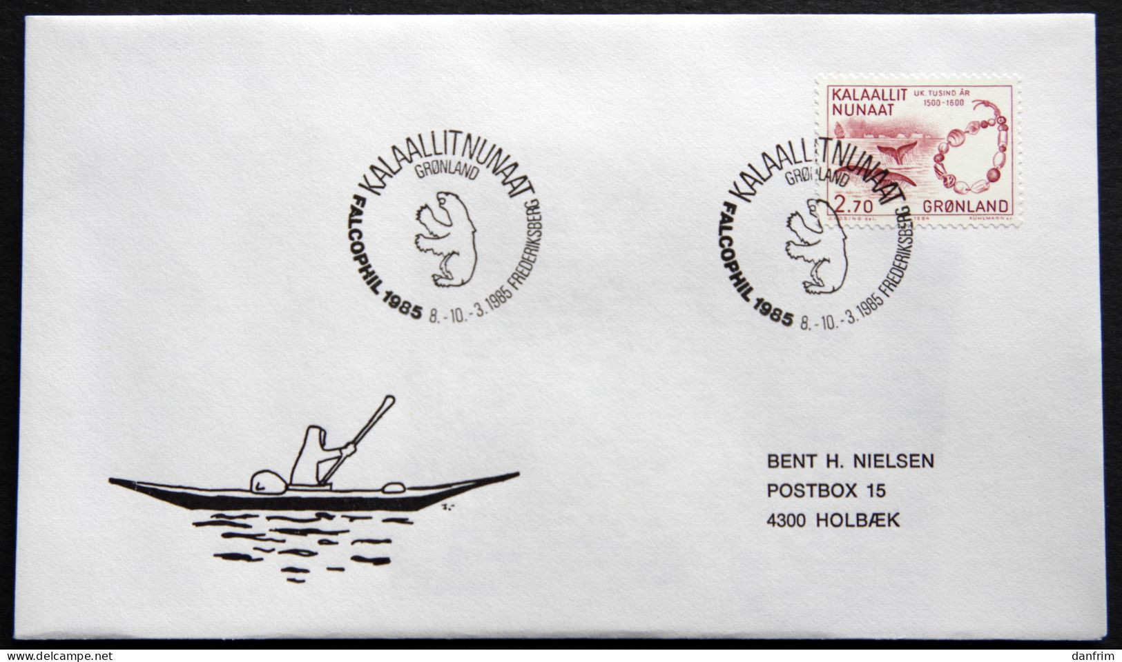 Greenland 1985 SPECIAL POSTMARKS. FALCOPHIL 1985. 8-10-3- FREDERIKSBERG  ( Lot 916) - Brieven En Documenten