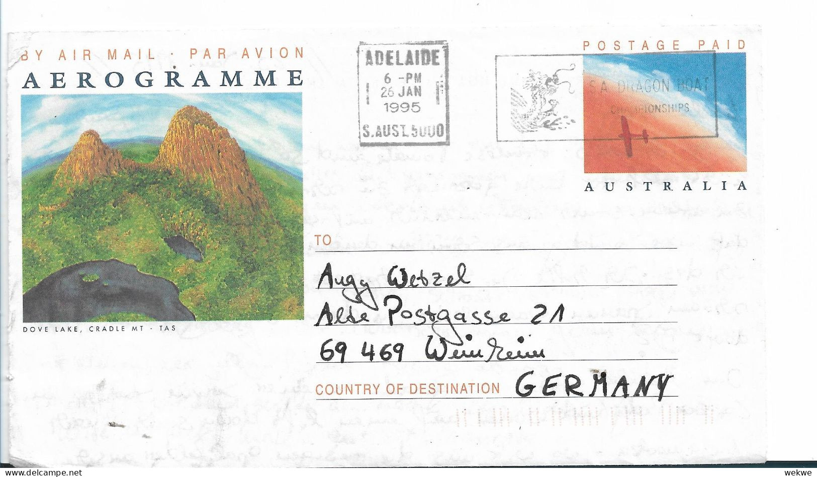 AUSTRALIEN 472 / Aerogramm Nach Deutschland 1995 - Luchtpostbladen