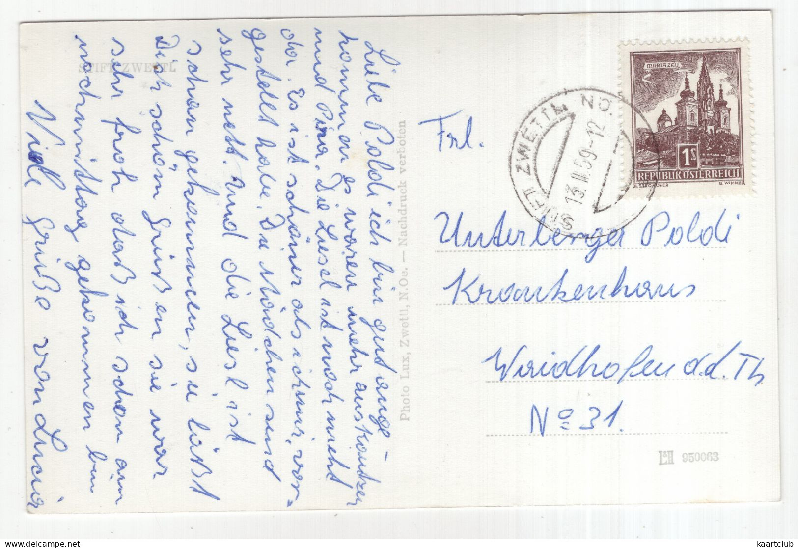 Stift Zwettl - (NÖ, Österreich) - 1959 - Zwettl