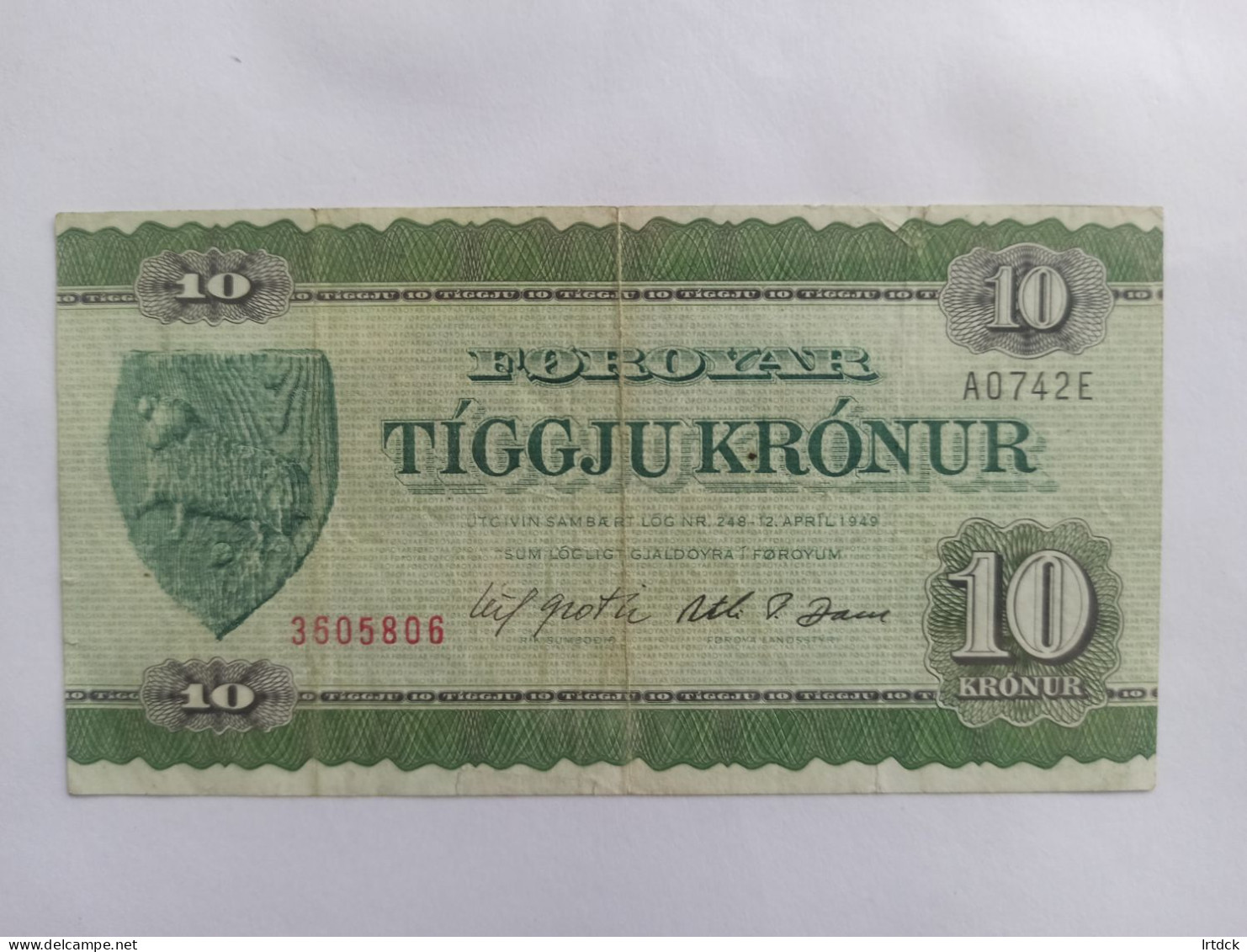 Billet Danemark  10 Kroner  1974 Iles Feroe  (15€) - Dänemark