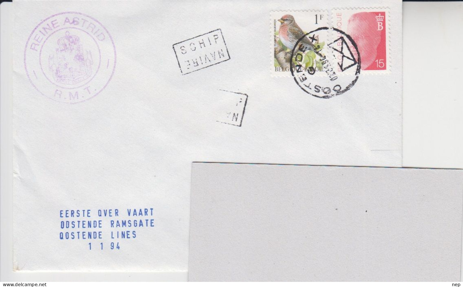 BELGIË - MARINE - REINE ASTRID (Eerste Overvaart OOSTENDE /RAMSGATE - 1/1/'94) - Letter Covers