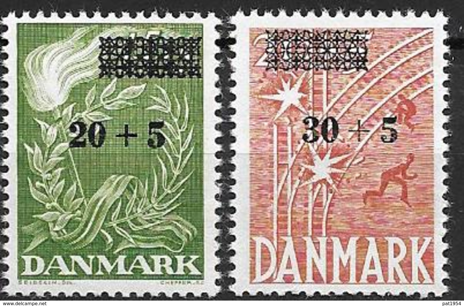 Danemark 1955 N° 358/359 Neufs** Fonds De La Liberté Surchargés Avec Surtaxe - Neufs