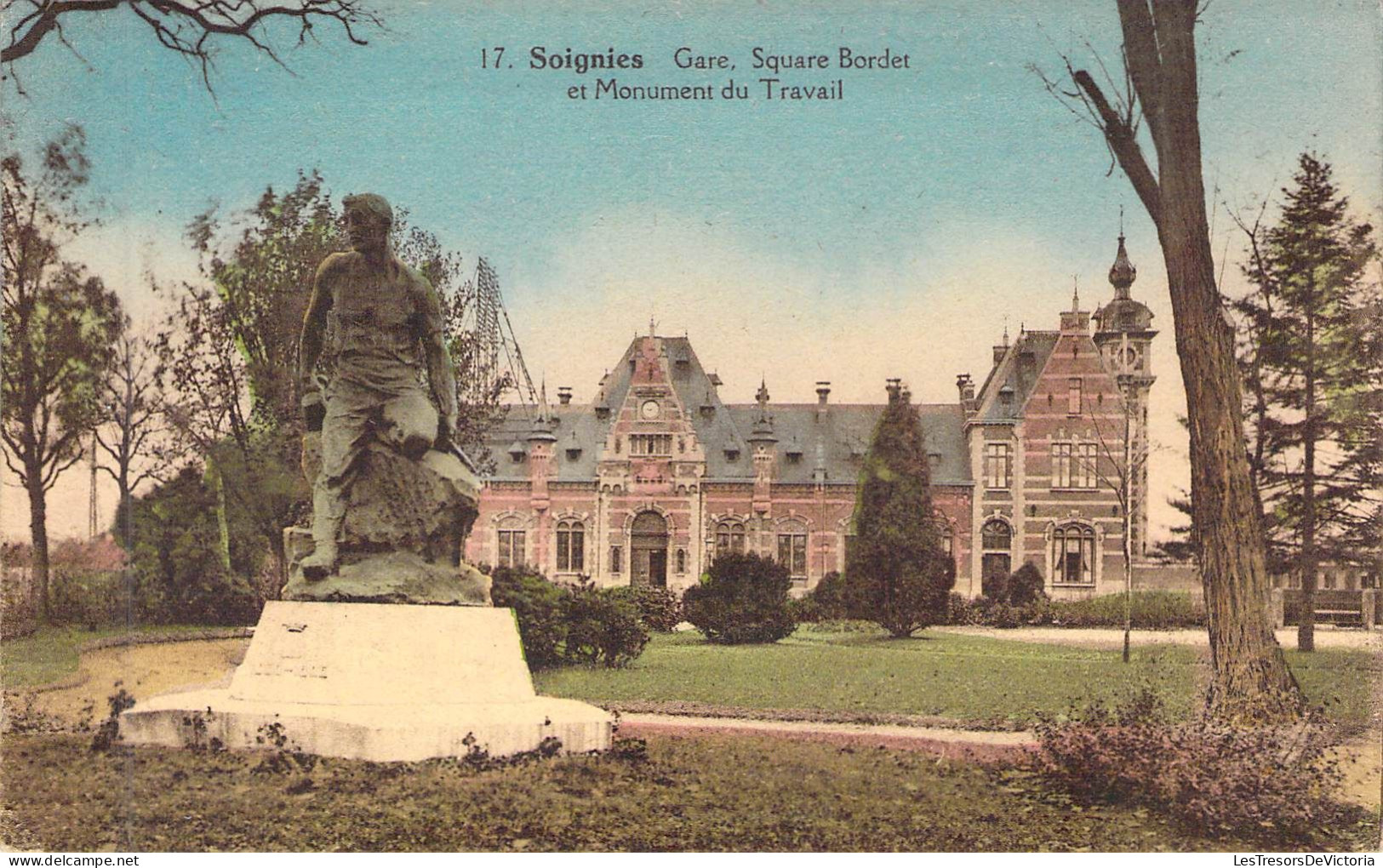 BELGIQUE - SOIGNIES - Gare - Square Bordet Et Monument Du Travail - Edit Bottemanne Soeurs - Carte Postale Ancienne - Soignies