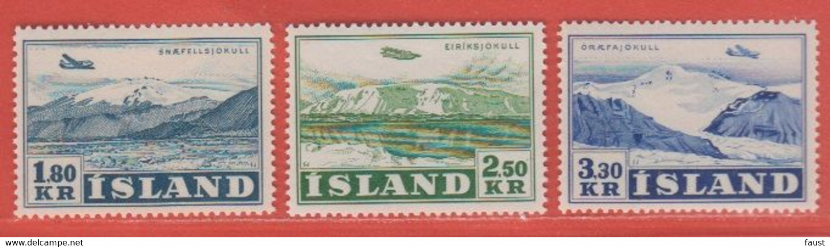 1952 ** Iceland (sans Charn., MNH, Postfrish)  Yv  PA 27/9		Mi  278/80		FA  312/4 - Ungebraucht