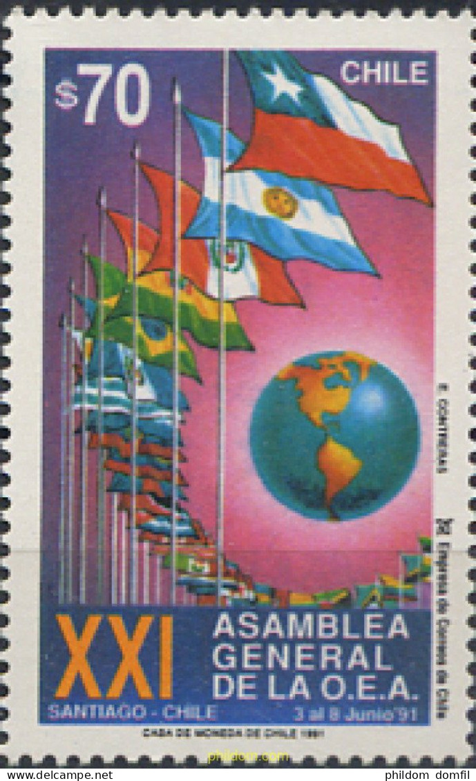 303494 MNH CHILE 1991 XXI ASAMBLEA GENERAL DE LA O.E.A. - Autres & Non Classés