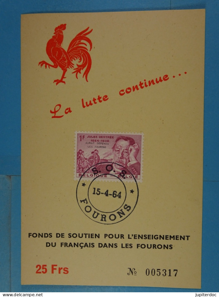 La Lutte Continue... Fonds De Soutien Pour L'Enseignement Du Français Dans Les Fourons (1964) - Events