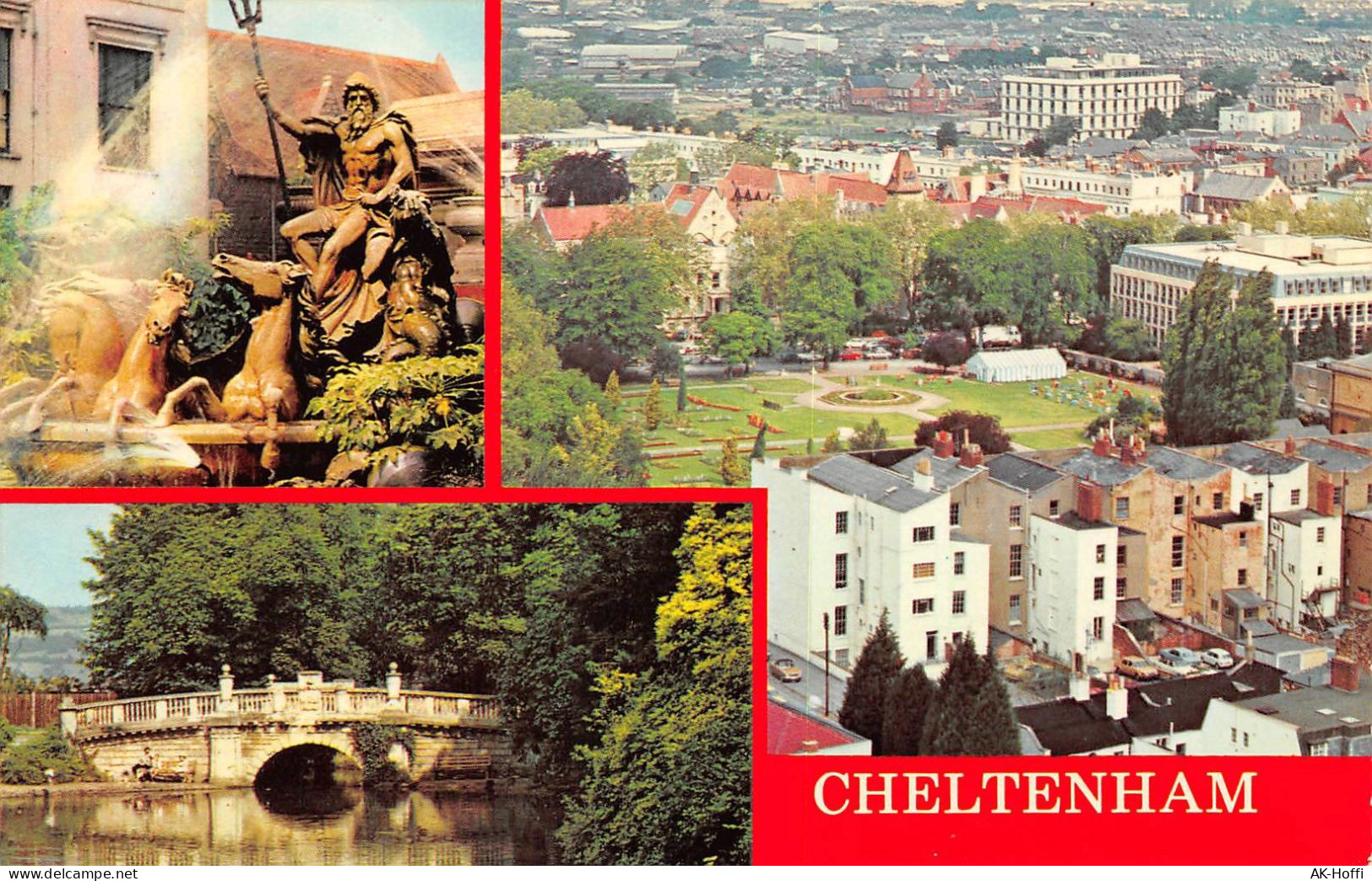 CHELTENHAM - THE NEPTUNE FOUNTAIN,  PITTVILLE PARK,  IMPERIAL GARDENS FROM THE EAGLE STAR HOUSE (821) - Cheltenham