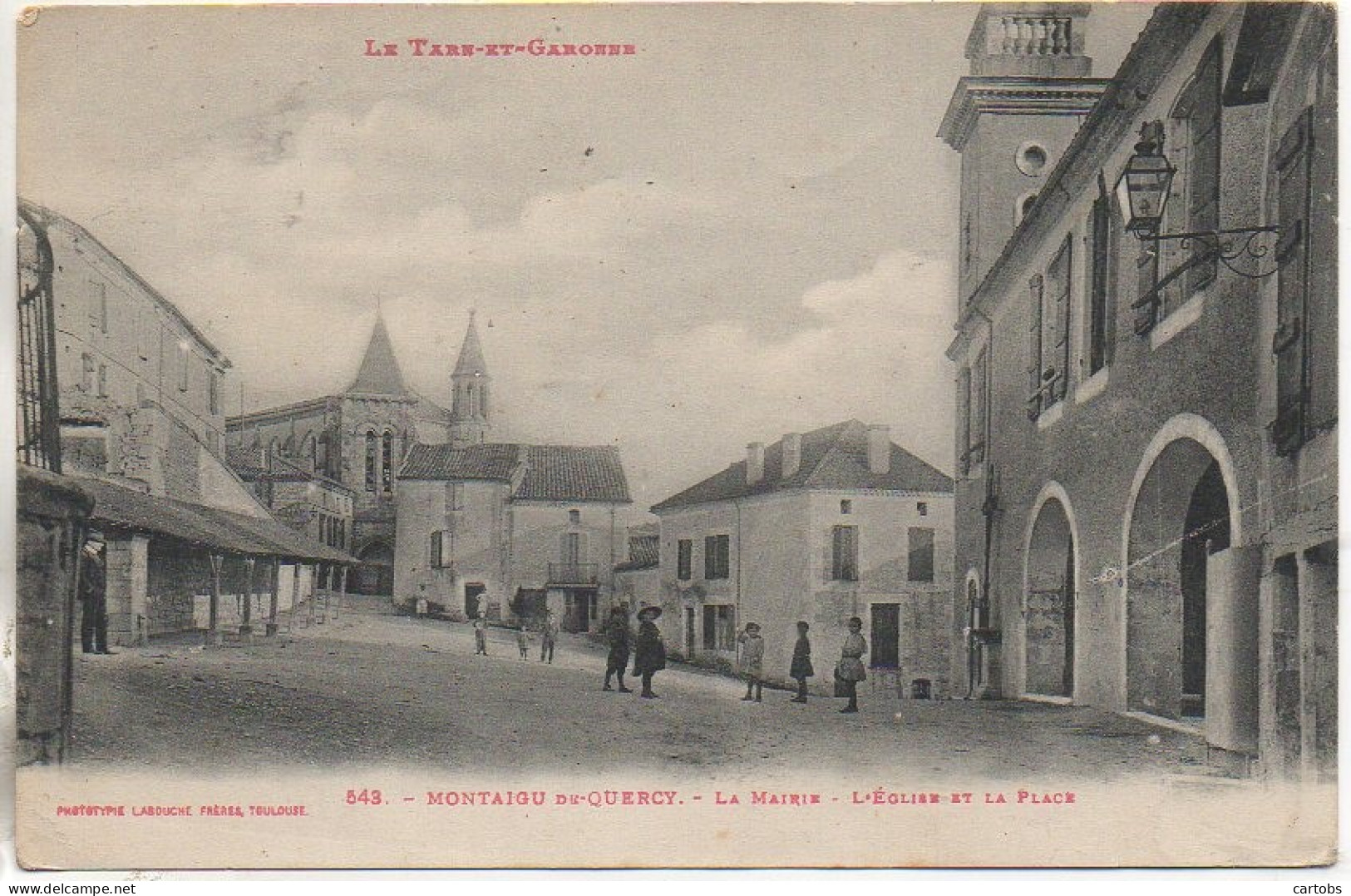 82 MONTAIGU-du-QUERCY  La Mairie - L'Eglise Et La Place - Montaigu De Quercy