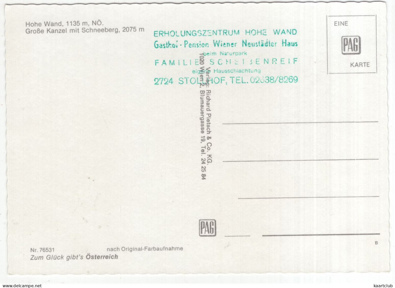 Hohe Wand, 1135 M, Große Kanzel Mit Schneeberg, 2075 M - (N.Ö., Österreich) - Wiener Neustadt