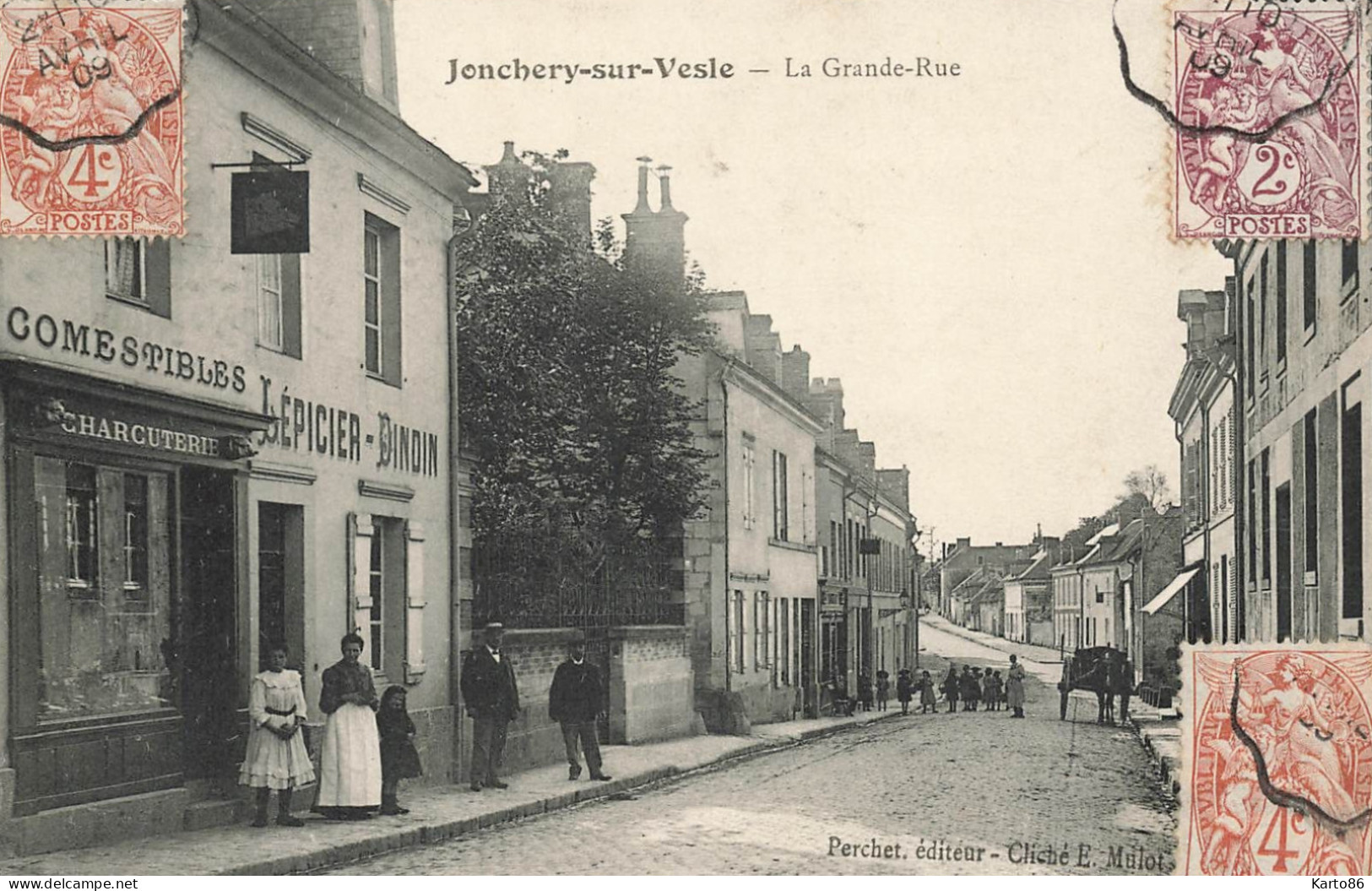 Jonchery Sur Vesle * Charcuterie Comestibles LEPICIER DINDIN , La Grande Rue * Villageois - Jonchery-sur-Vesle