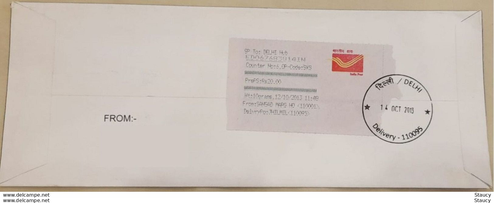 INDIA 2013 MAHATMA GANDHI MS First Day Cancelled Franked On Issue Date REGISTERED SPEED POST COVER As Per Scan - Lettres & Documents