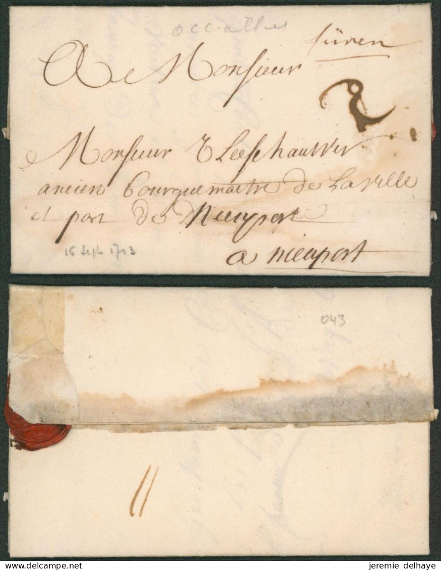 Précurseur - LAC Datée De Furnes (1713) + Marque Manuscrite "Füren" (marque RR), Port 2 Stuyvers > Nieuport - 1621-1713 (Países Bajos Españoles)