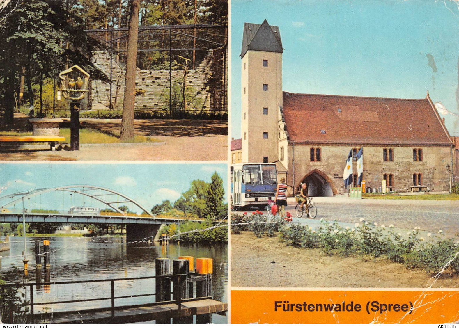 Fürstenwalde (Spree) - Heimattiergarten An Der Spree Mit Der Brücke Der Thälmann-Pioniere Rathaus (854) - Fürstenwalde