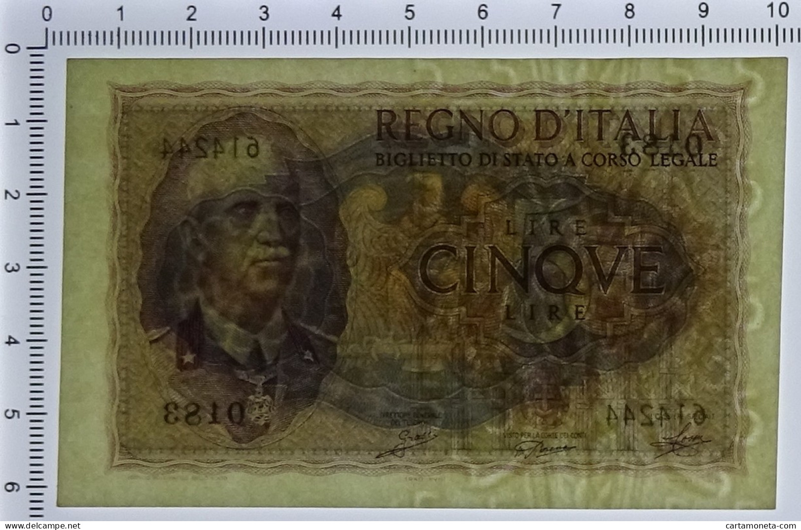 5 LIRE BIGLIETTO DI STATO VITTORIO EMANUELE III FASCIO 1940 XVIII QFDS - Andere