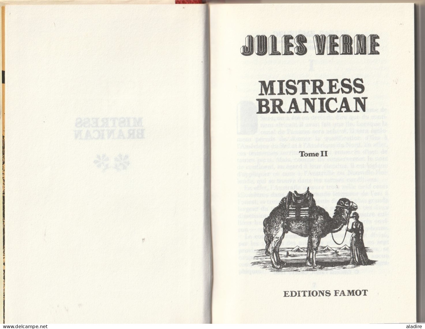 JULES VERNE -  Mistress Branican - Tome 2 - Editions FAMOT - Illustré - Adventure