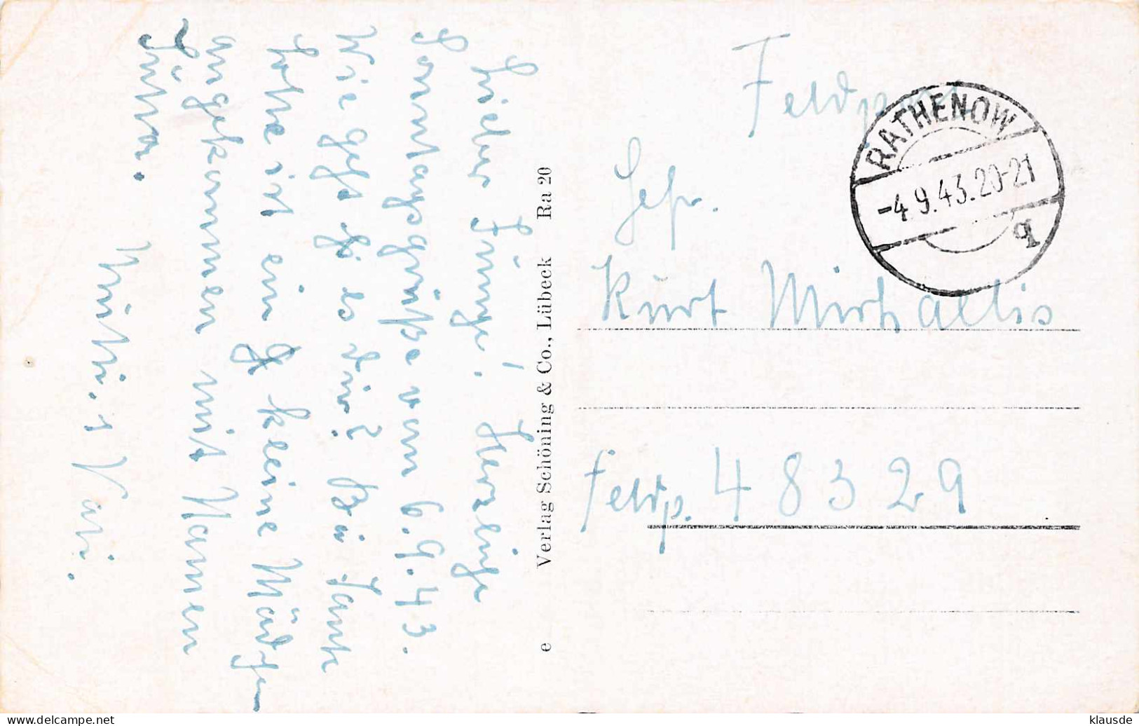 Rathenow - Dampfer "Charlotte" Feldpost 1943 - Rathenow