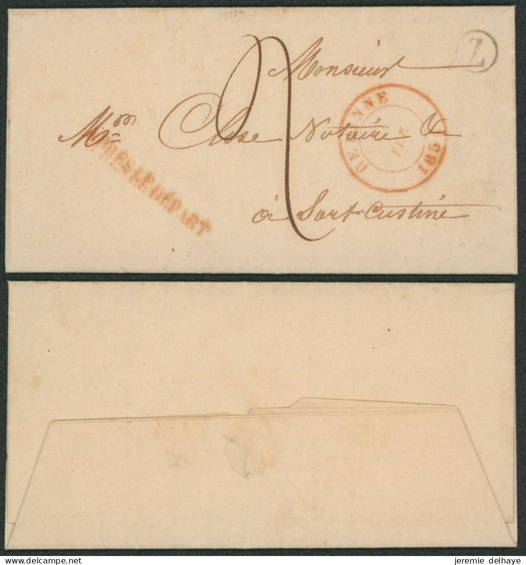 LAC Non Affranchie + Cachet Dateur "Gedinne" (1851) & Boite Rurale "Z" (Alle) > Sart-custinne - Rural Post