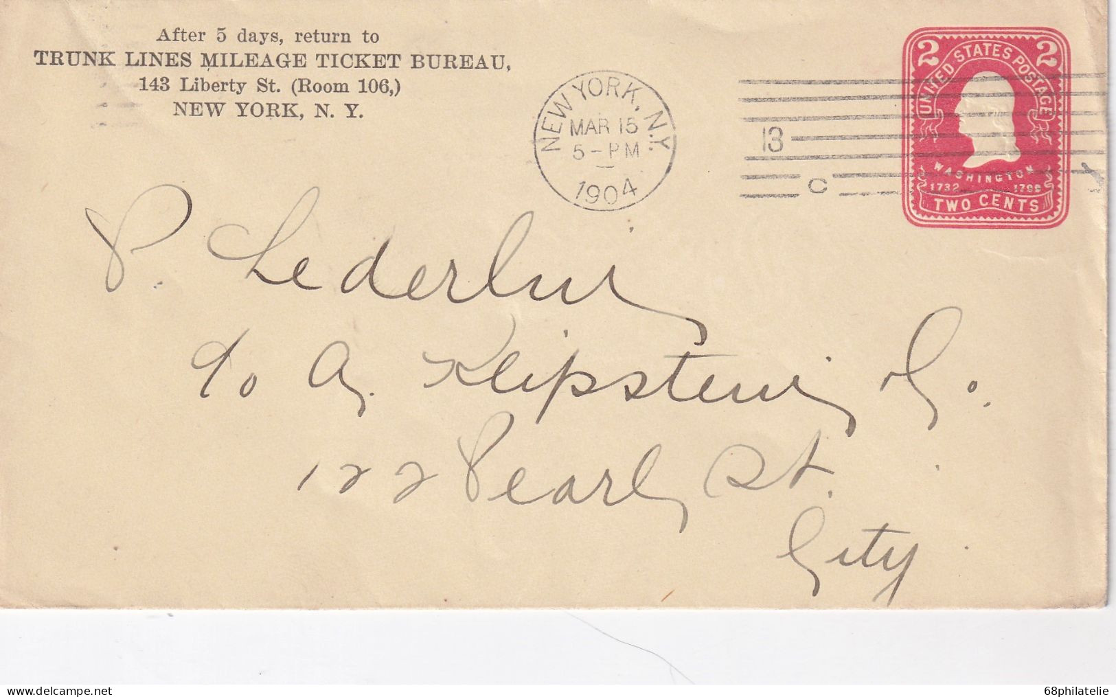 ETATS UNIS ENTIER POSTAL DE NEW YORK 1904 - 1901-20