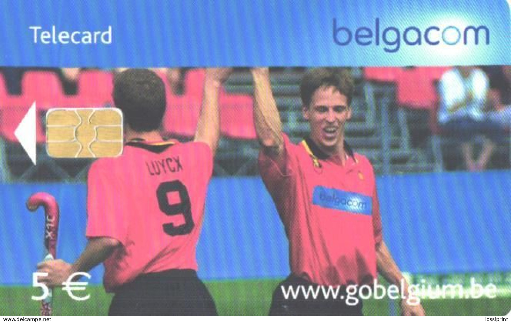 Belgium:Used Phonecard, Belgacom, 5 €, Sport, Land Hockey Players, Sport, 2006 - Met Chip