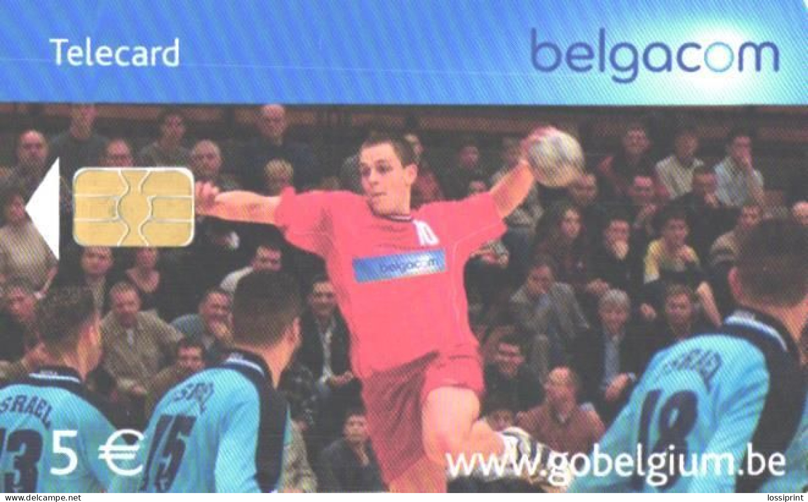Belgium:Used Phonecard, Belgacom, 5 €, Sport, Handball Players, Sport, 2006 - Con Chip