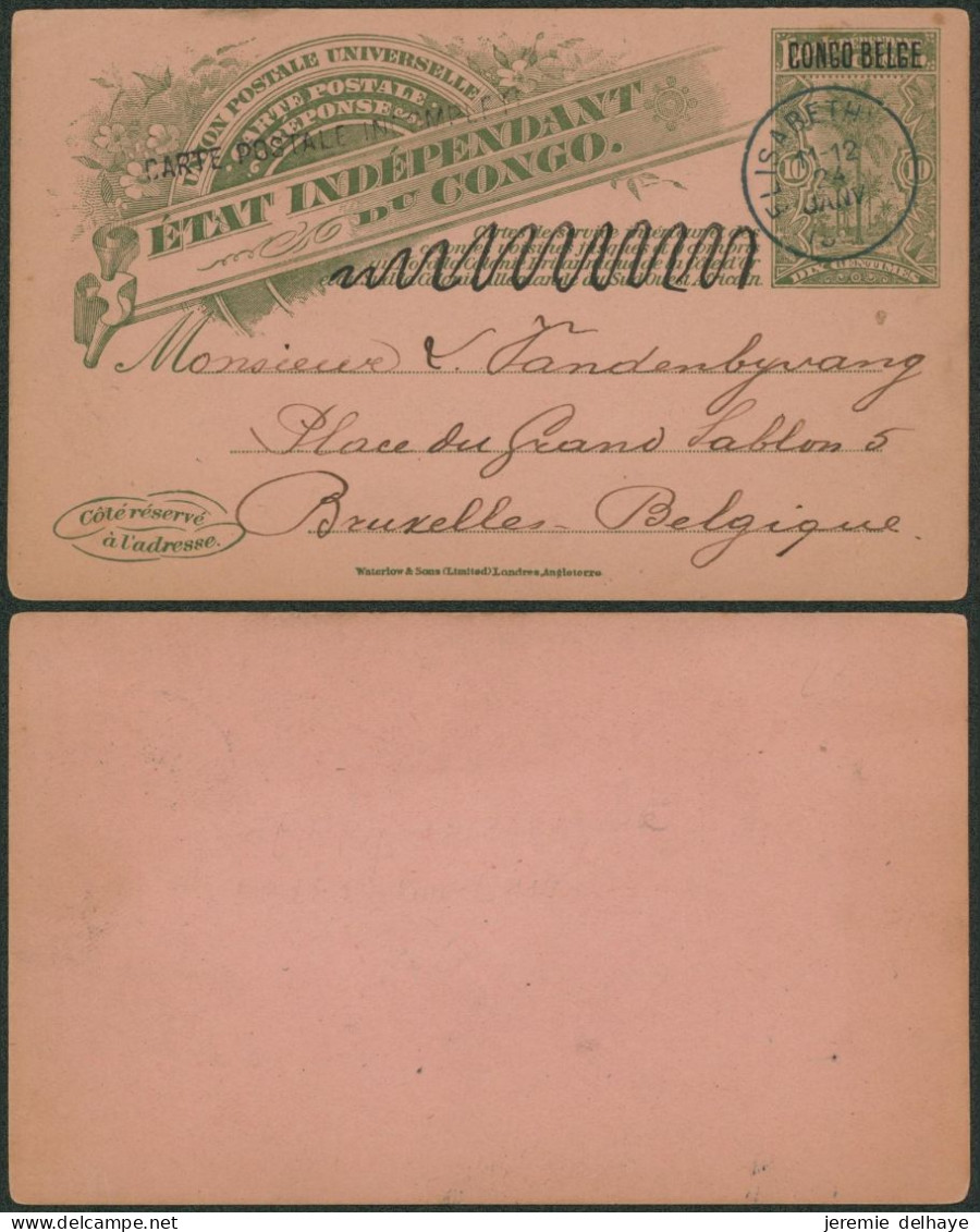 Congo Belge - EP Au Type N°33TT Partie Réponse (SBEP) Expédié De Elisabethville (1911) > Bruxelles / Griffe Carte Postal - Stamped Stationery