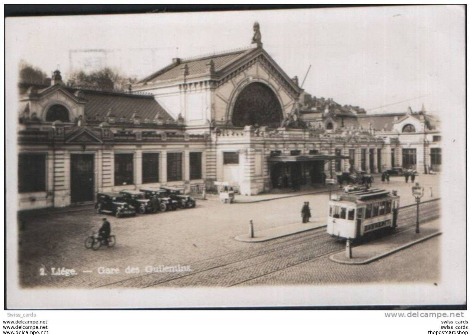 CPA Belgium Liege No.2 Gare Des Guillemins RAILWAY STATION TRAIN STATION TRAMS MOTOR CARS - Liège