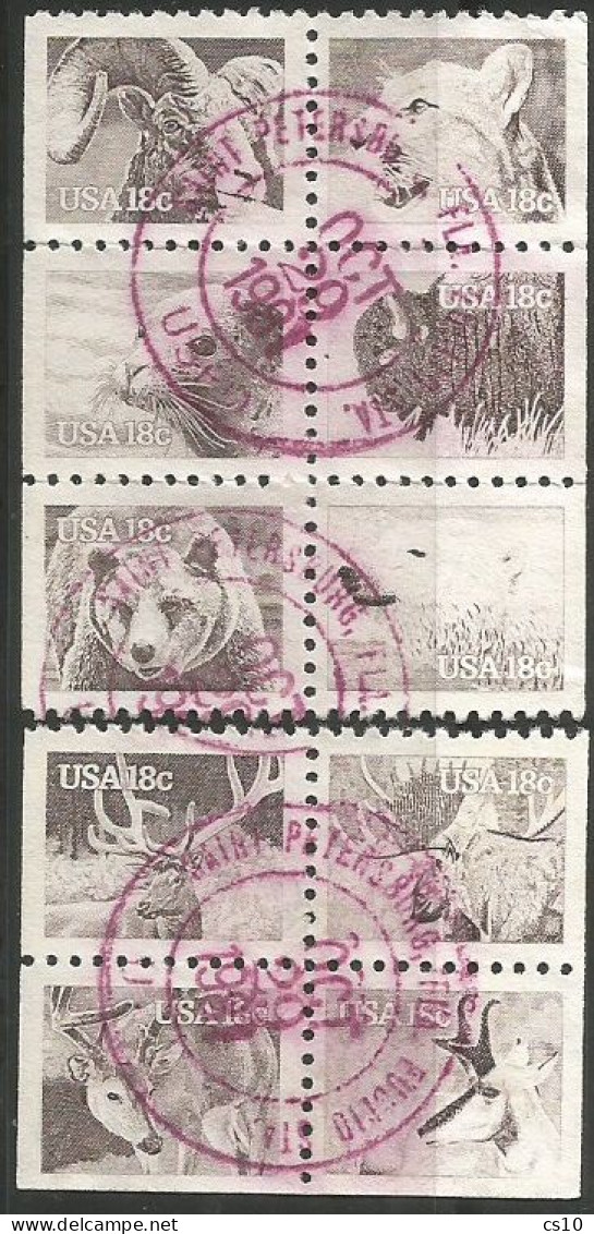USA 1981 American Wildlife SC # 1880/89  Complete 10v Set In Booklet Pane BISECTED - VFU 1981 - 1981-...