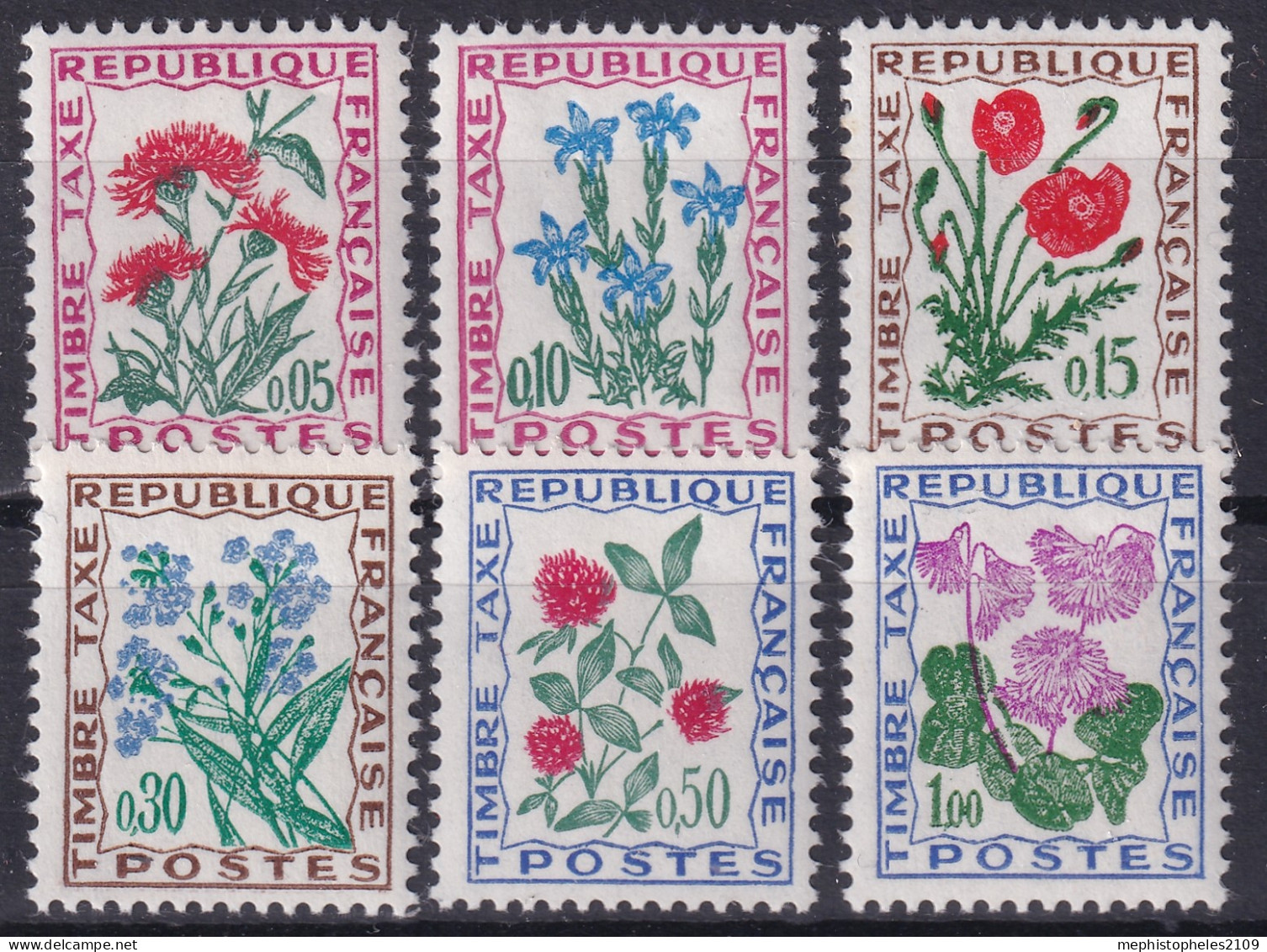 FRANCE 1964/71 - MLH - YT 95, 96, 97, 99, 101, 102- Timbres Taxe - 1960-.... Mint/hinged