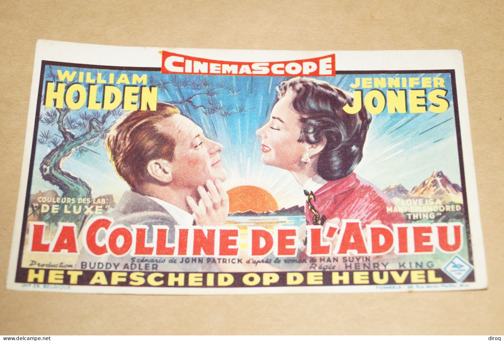 RARE Belle Petite Affiche Cinéma,La Colline De L'adieu,William Holden-Jennifer Jones,160 / 100 Mm. Original - Plakate