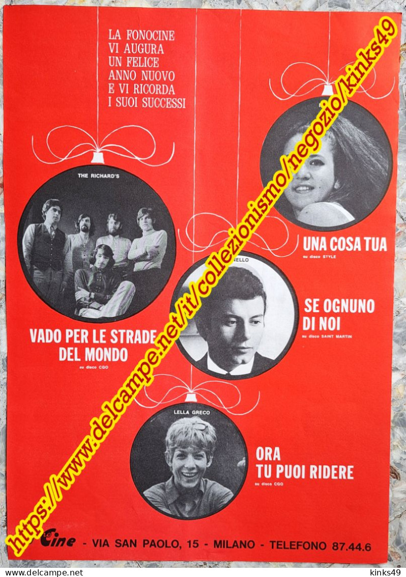 B241> < I RICHARD'S / MANILA / LIONELLO / LELLA GRECO> Pagina Pubblicità  45 GIRI Della FONO CINE 1967 - Objets Dérivés