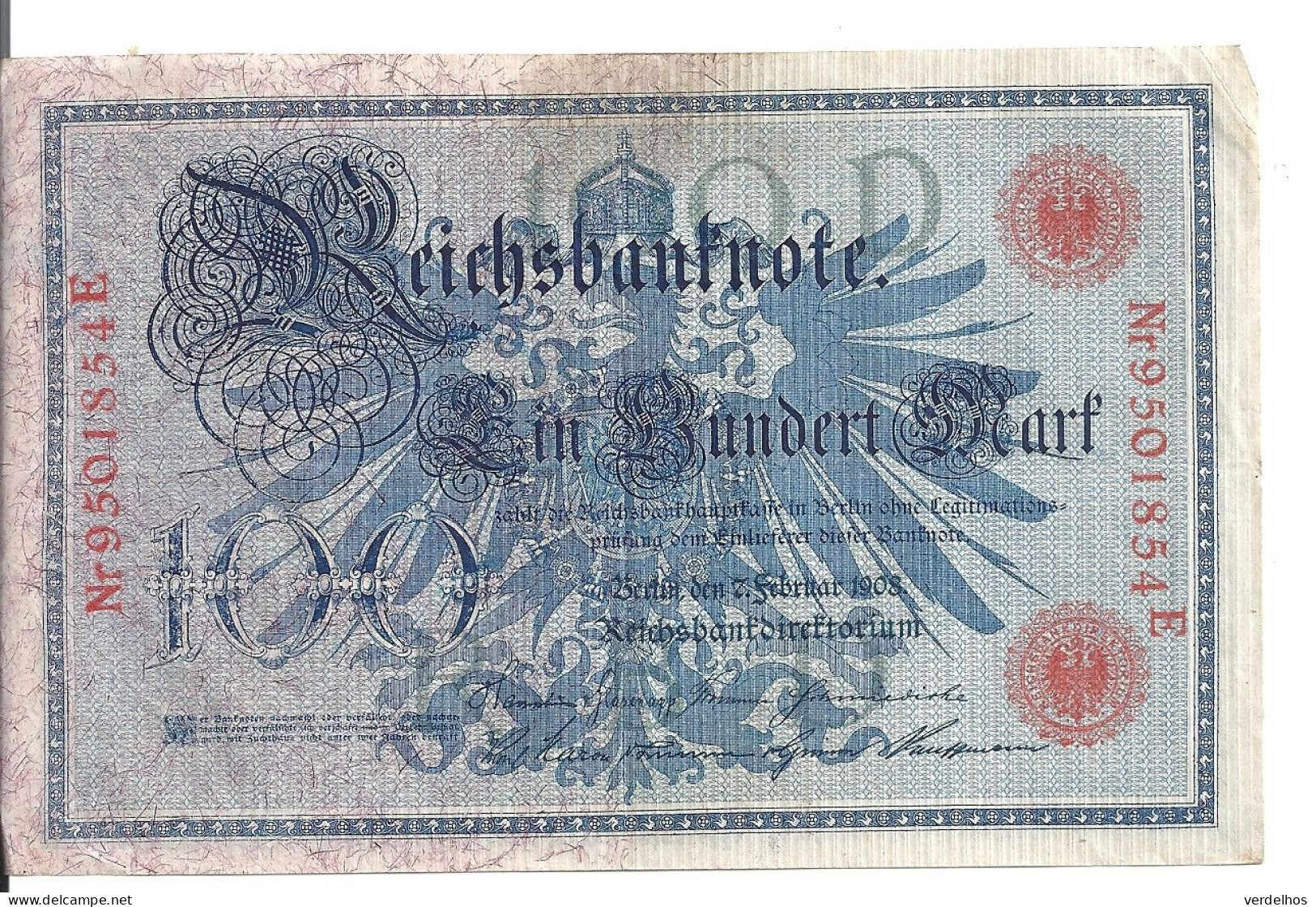 ALLEMAGNE 100 MARK 1908 VF P 33 - 100 Mark