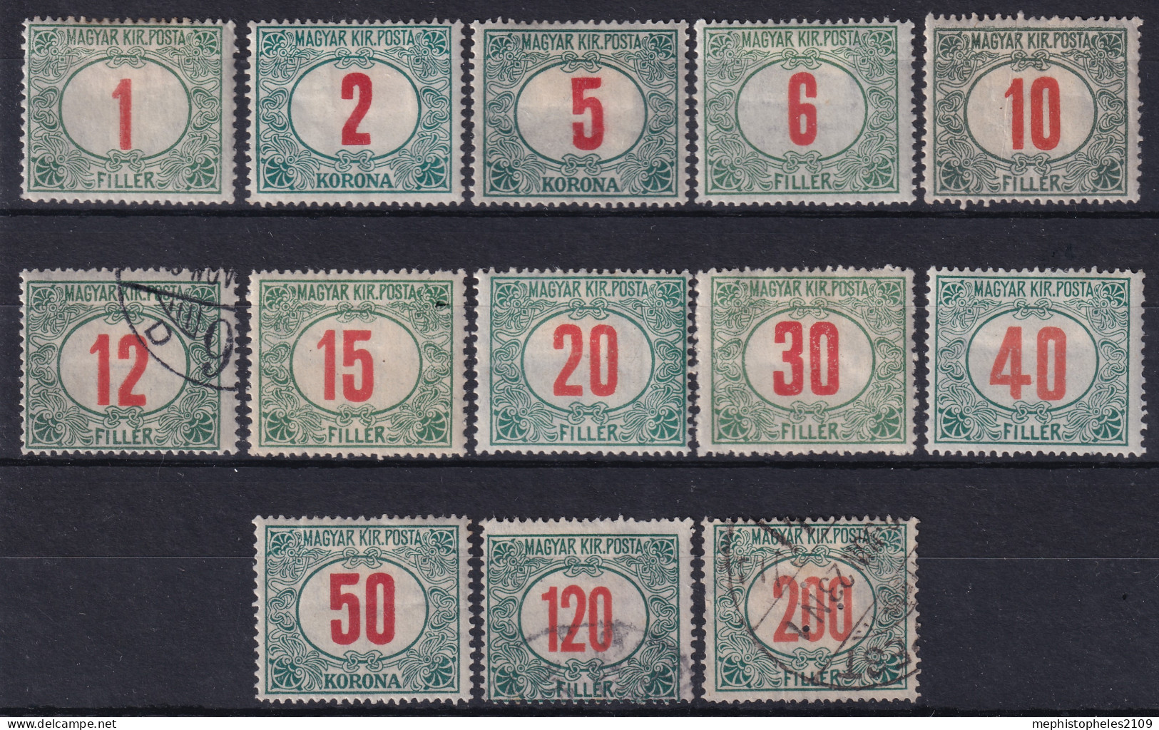 HUNGARY 1915-20 - MLH/canceled - Sc# J28-J40 - Taxe - Portomarken