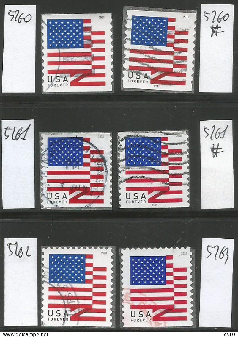 USA 2018 National Flag Micro USPS Forever Rate - Cpl 4v Set SC.#5260/63 In VFU Condition + Cpils With PLATE # !!!!! - 1981-...