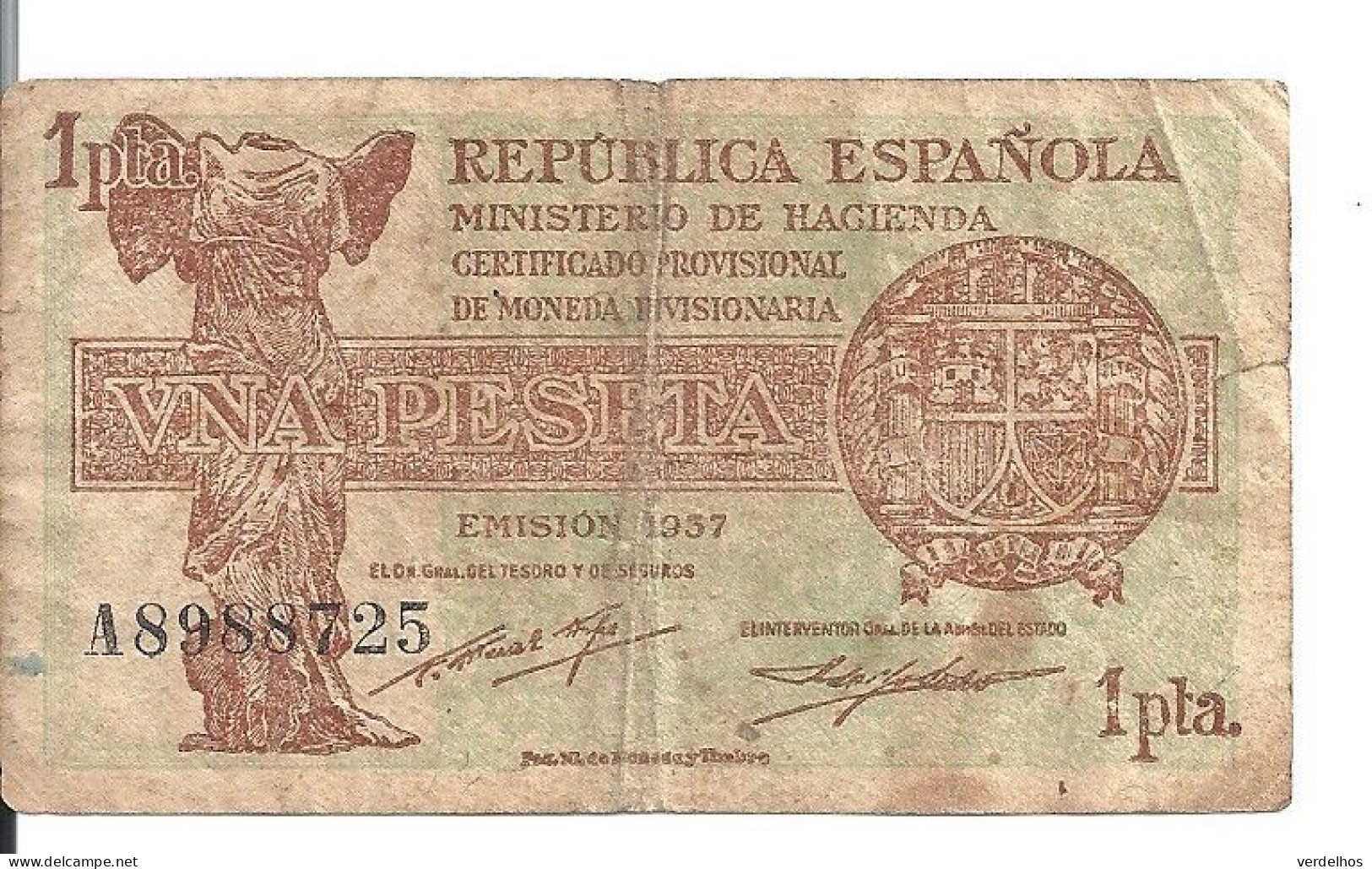 ESPAGNE 1 PESETA 1937 VF P 94 - 1-2 Pesetas