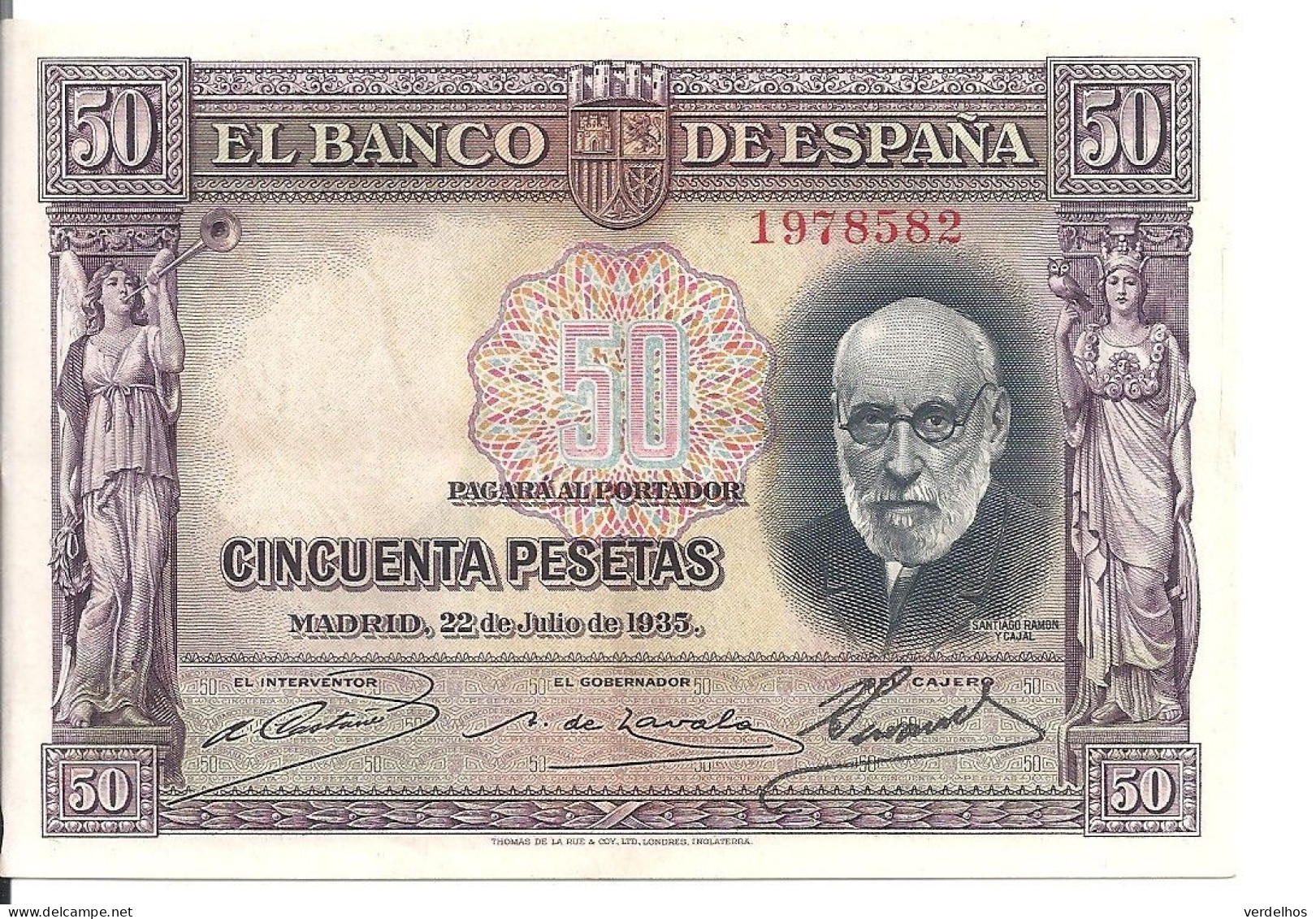 ESPAGNE 50 PESETAS 1935 VF+ P 88 - 50 Peseten