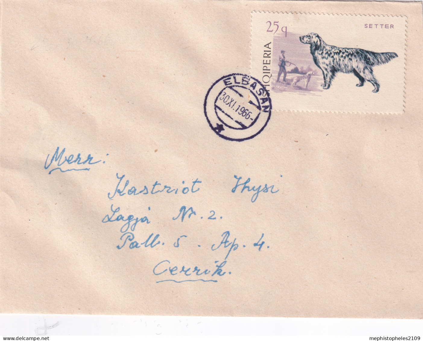 ALBANIA 1966 - Elbasan Cancel - YT 934 - Setter - On Letter To Cerrik - Albanien