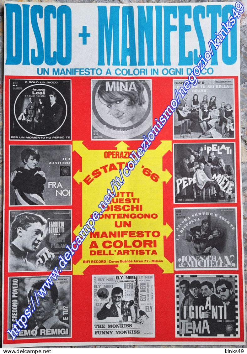 B241> < MINA I PELATI I GIGANTI GIORGIO GABER IVA ZANICCHI +++ > Pagina Pubblicità  RI-FI = 1966 - Objets Dérivés