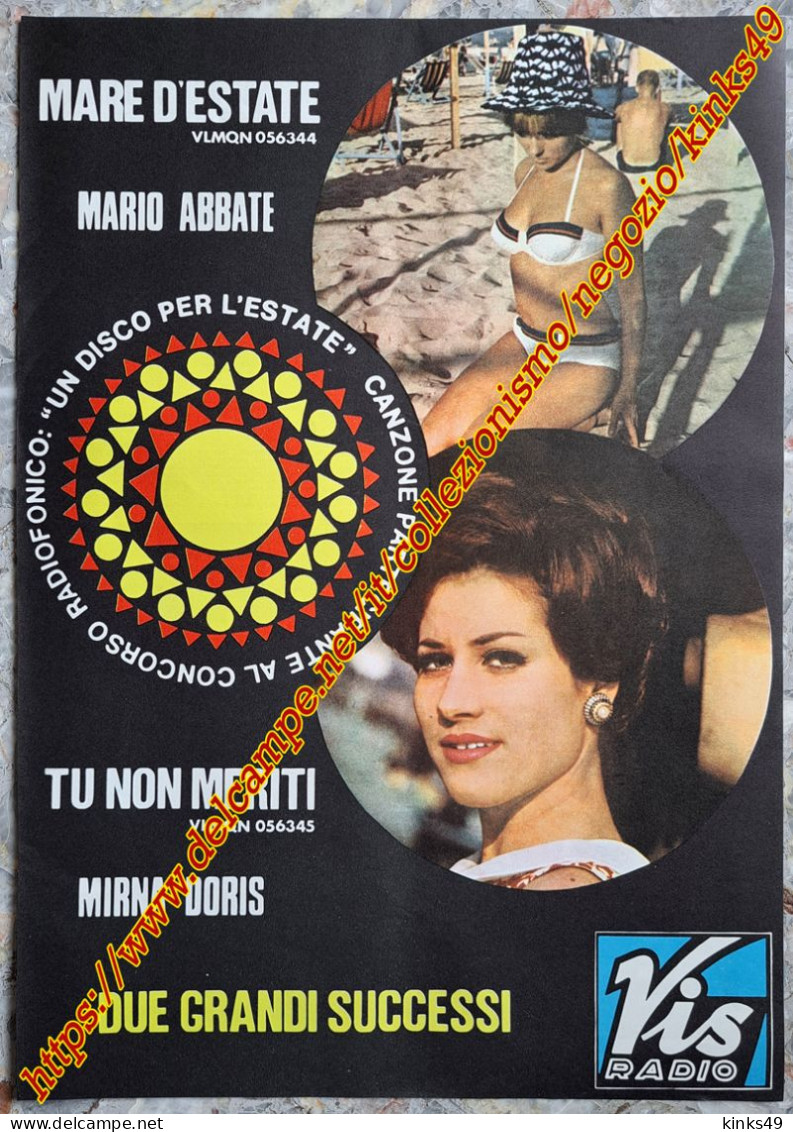 B241> < MIRNA DORIS / MARIO ABBATE > Pagina Pubblicità  VIS RADIO Un Disco Per L'Estate 1966 - Objets Dérivés
