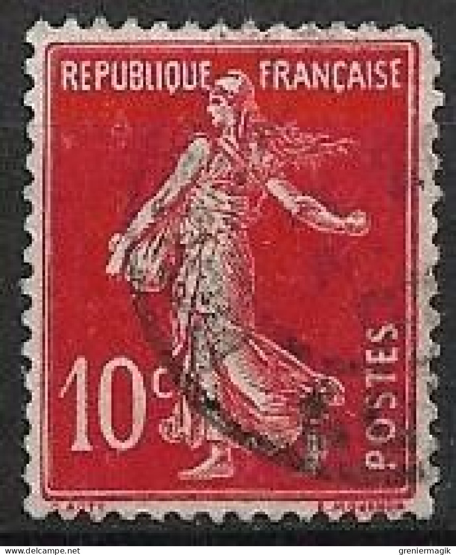 France Semeuse 10c N°138c Rouge écarlate Oblitéré En 1907 - Gebruikt