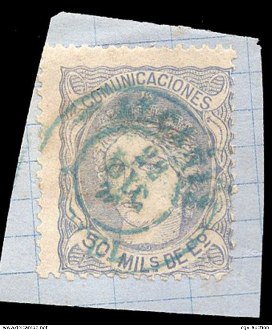 Teruel - Edi O 107 - 50 Milm. - Fragmento Mat Fech. Tp.II Azul "Alcañiz" - Used Stamps