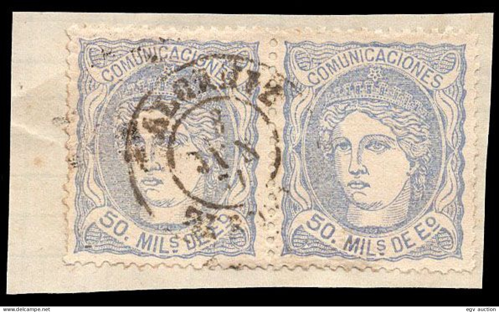 Teruel - Edi O 107 Pareja - 50 Milm. - Fragmento Mat Fech. Tp.II "Alcañiz" - Used Stamps