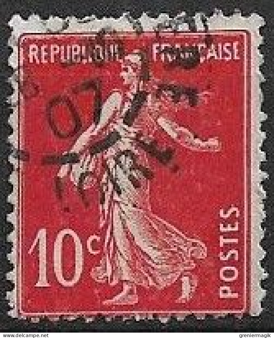 France Semeuse 10c N°138c Rouge écarlate Oblitéré En 1907 - Used Stamps