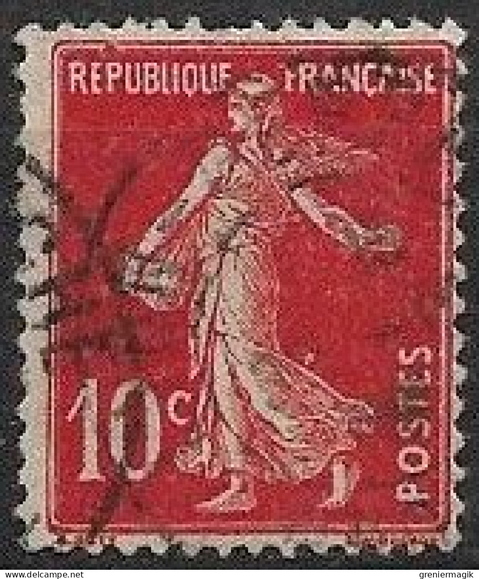 France Semeuse 10c N°138c Rouge écarlate Oblitéré Lyon Perrache - Gebraucht