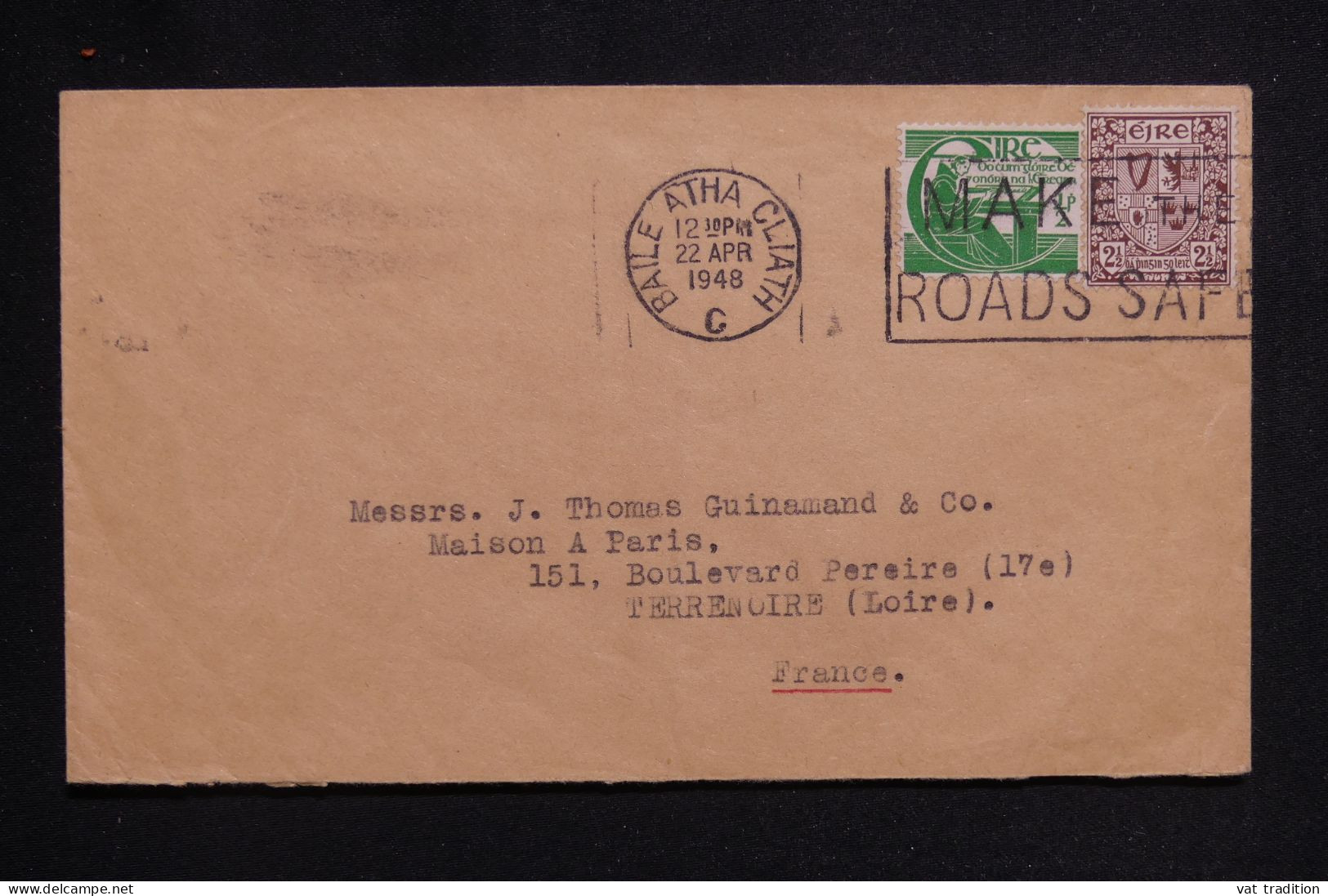 IRLANDE - Enveloppe De Baile Atha Clath Pour La France En 1948 - L 143388 - Covers & Documents