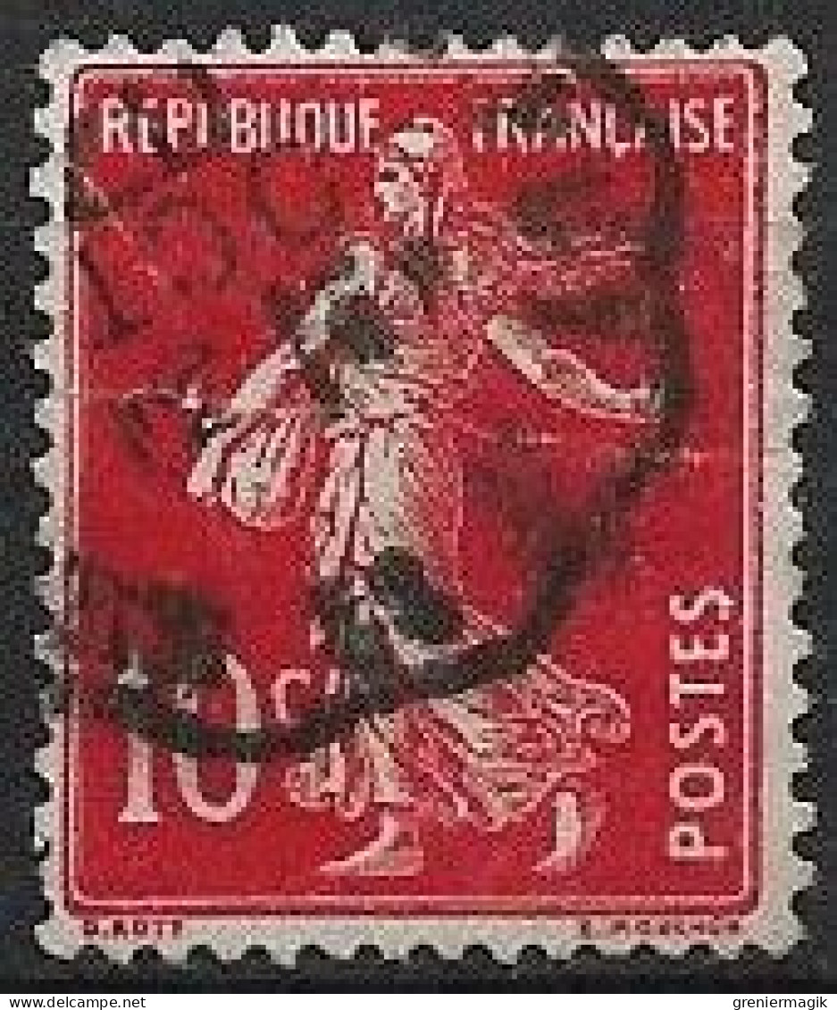 France Semeuse 10c N°138c Rouge écarlate Oblitéré En 1907 (signé) - Used Stamps