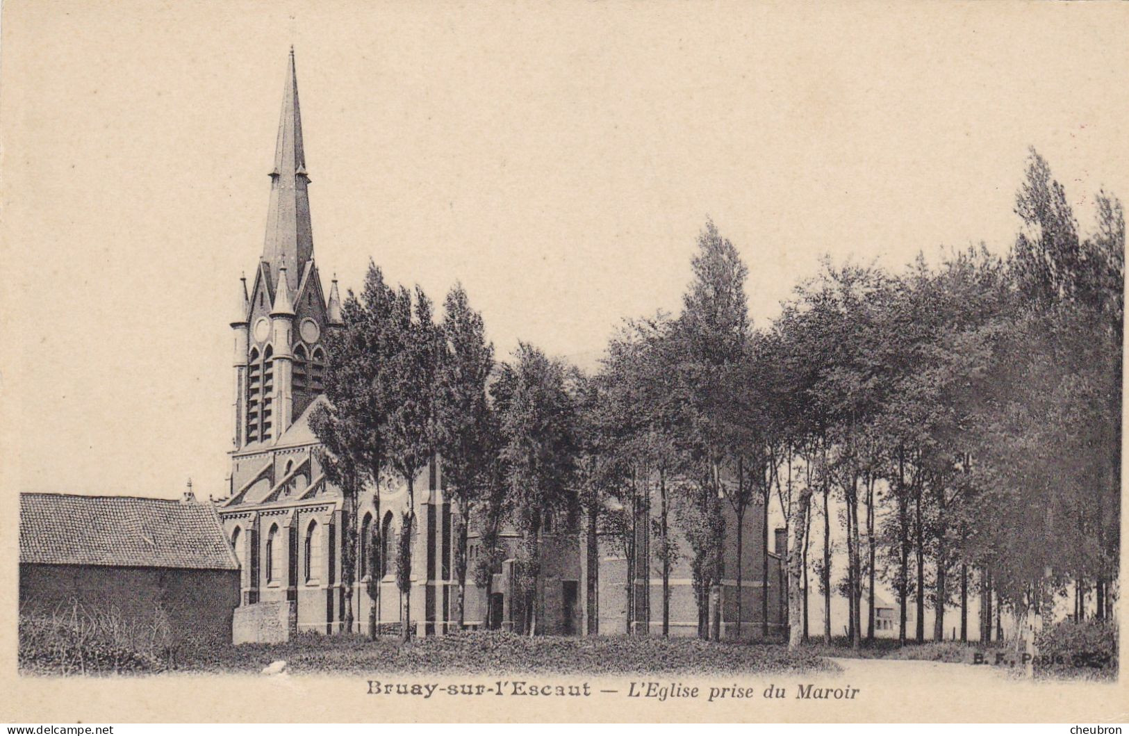 59. BRUAY SUR L'ESCAUT. CPA . L'EGLISE PRISE DU MAROIR - Bruay Sur Escaut