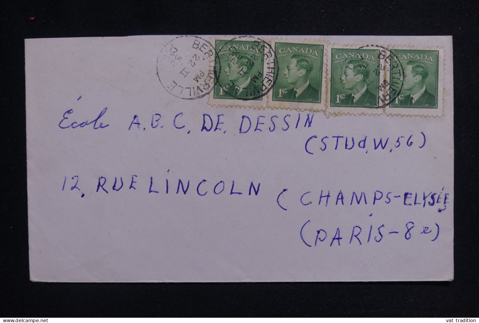 CANADA - Enveloppe De Bertherville En 1952 Pour Paris - L 143395 - Storia Postale