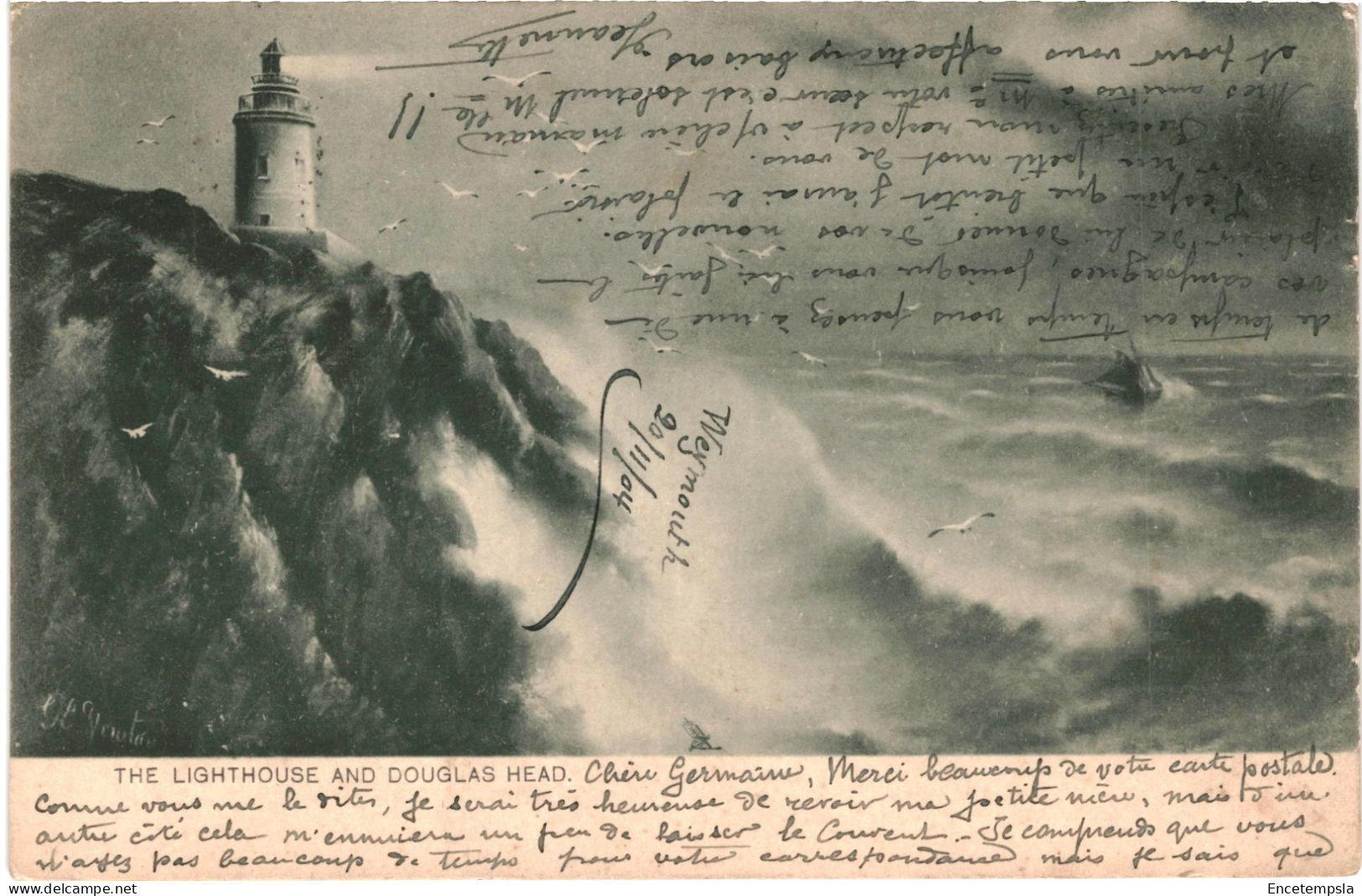 CPA Carte Postale  Royaume-Uni  Ile De Man Douglas Head Lighthouse 1904 VM67005 - Ile De Man